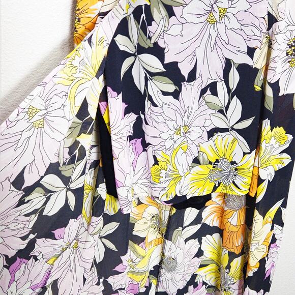 Guess Taryn Floral V-Neck Maxi Dress Navy Multicolor XL Garden Party - Picture 7 of 10